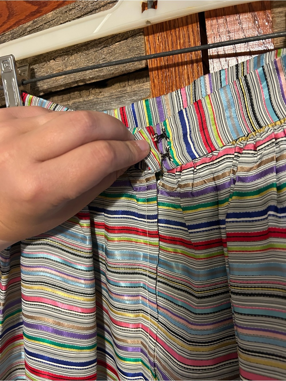 Homemade 1950s Multi-Color Striped Maxi Skirt Size 2 Re-Hemmed New Zipper Handle - Picture 5 of 9